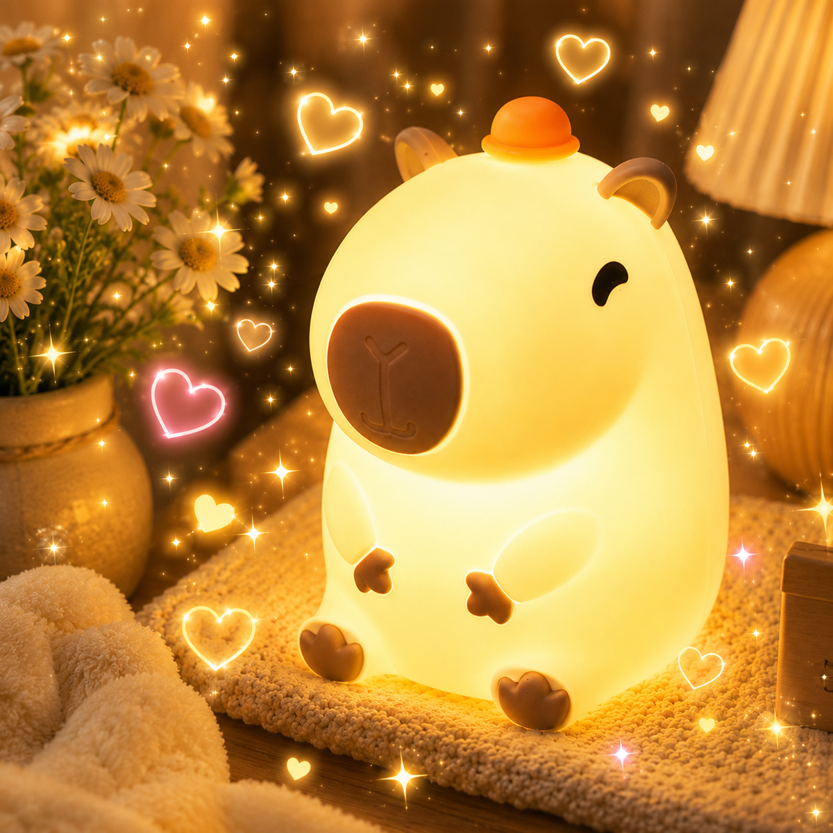 The Cozy Capybara™ Night Light | Touch-Control LED Lamp ⭐