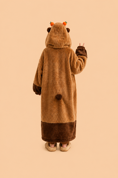 Capybara Plush Hooded Pajama Set | Ultra-Soft Cozy Loungewear